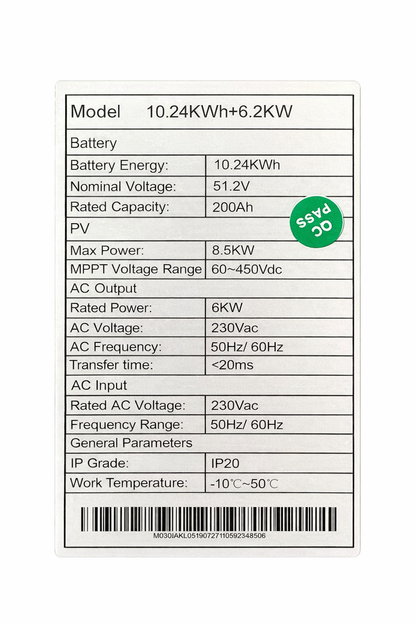 ROLLER IN ONE 6.2Kw 10.4Kwh