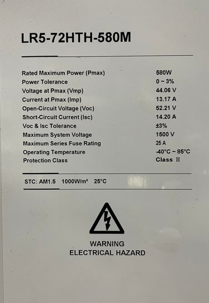 PANEL SOLAR 580W MONOCRISTALINO