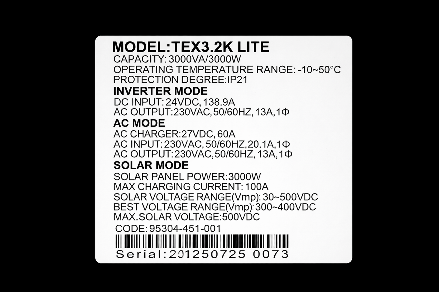 INVERSOR OFFGRID SOLAR 3,2 KW LITE HIBRIDO  TTN