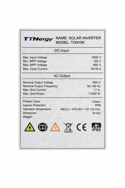 INVERSOR ON GRID SOLAR 10 KW TRIFASICO TTN