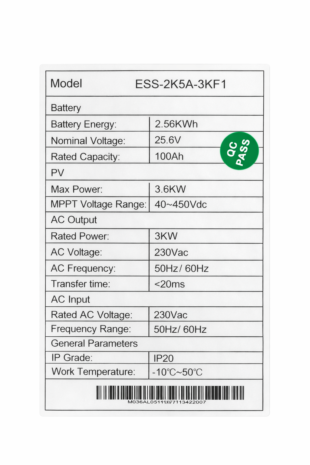 WALL IN ONE 3Kw 2,56Kwh